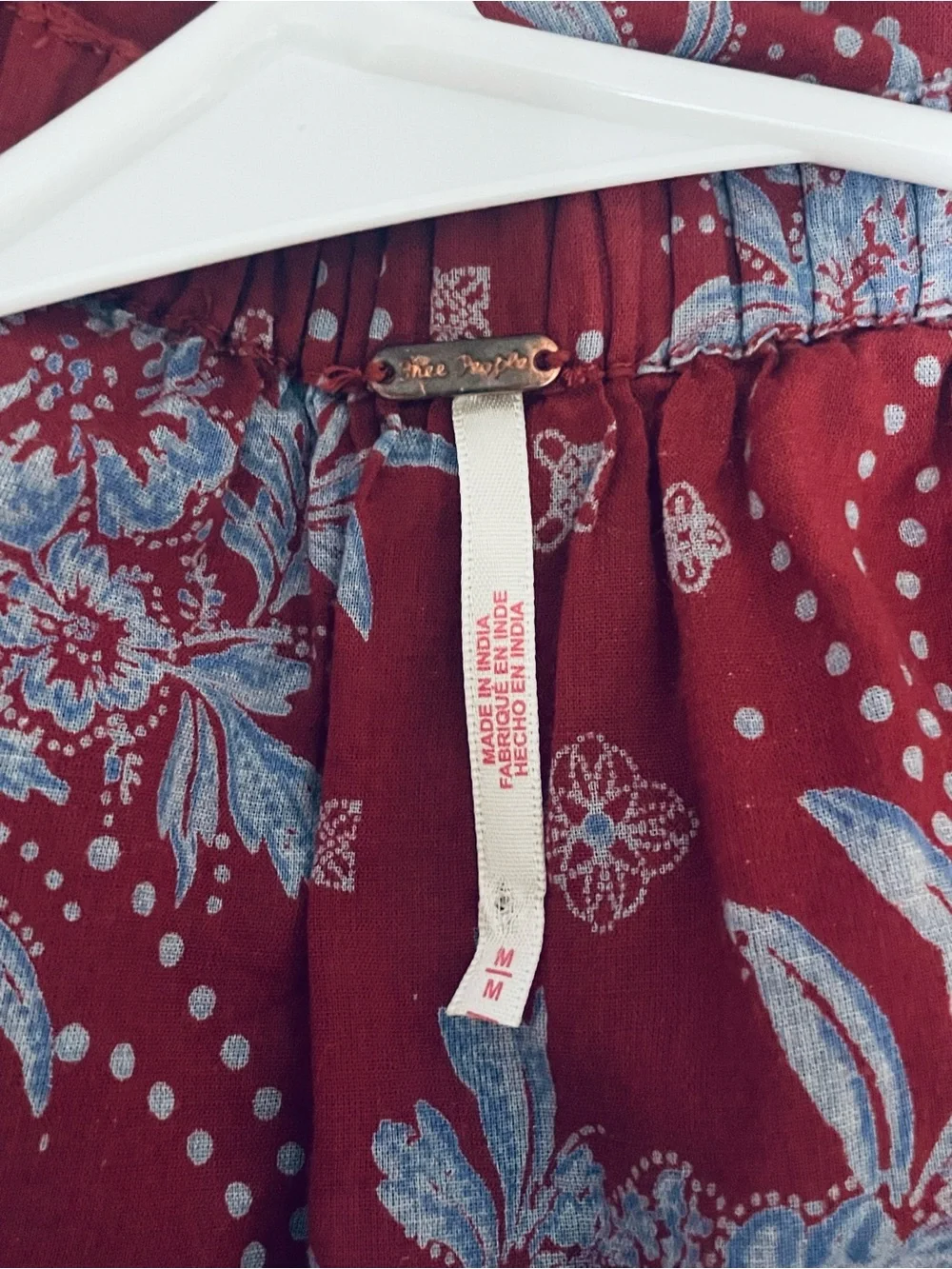 Free People Golden Hour Wine Combo Maxi Dress Red Blue Boho Cottagecore Medium